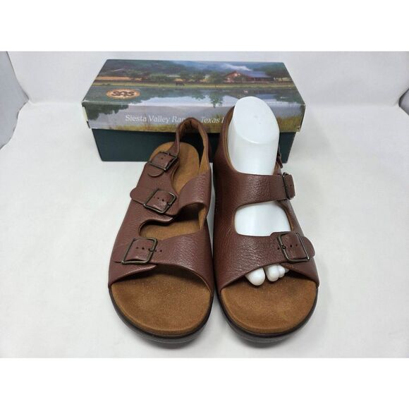 SAS SAN ANTONIO SHOES TRIPAD RELAXED AMBER BROWN LEATHER SANDALS WOMENS 12 N NEW - Picture 2 of 8